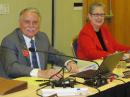 ARRL First Vice President Rick Roderick, K5UR, and ARRL President Kay Craigie, N3KN, prepare to start the 2013 Annual Meeting of the ARRL Board of Directors.