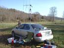 Working communications for the 100 mile foot race in the middle of a farm in Missouri. [Sterling Coffey, N0SSC, photo]